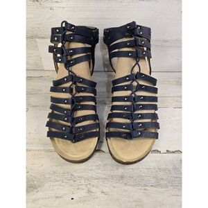 JBU‎ by Jambu Womens Navy Blue Strappy Gladiator Studded Block Heel Sandals 8.5M